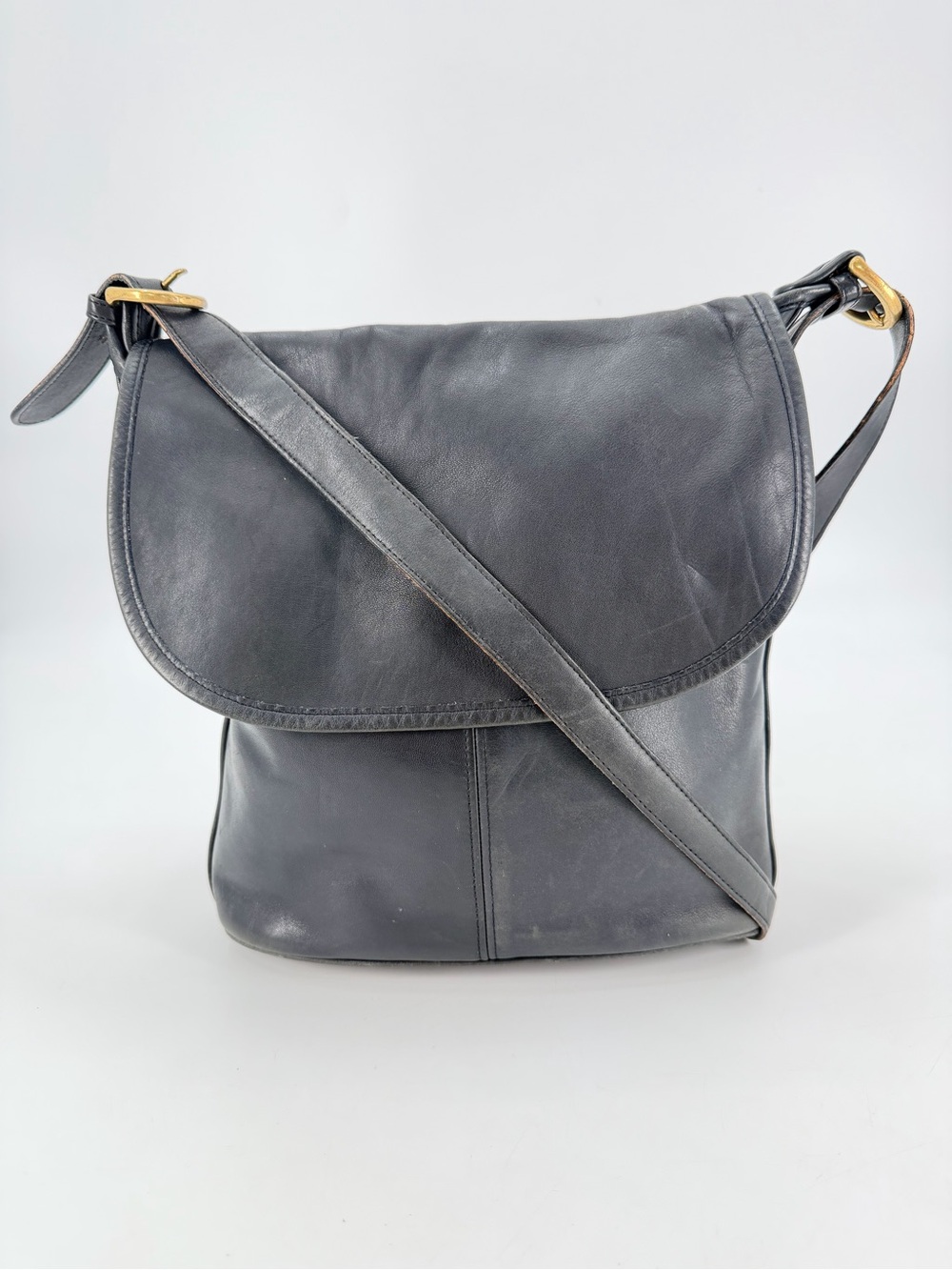 Vintage 90s Coach Whitney Flap Satchel Bag Dark Blue FLAWS